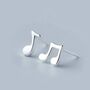 Sterling Silver Music Note Stud Earrings, thumbnail 1 of 5