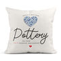 Personalised 9th Wedding Anniversary Cushion 'Pottery', thumbnail 1 of 3