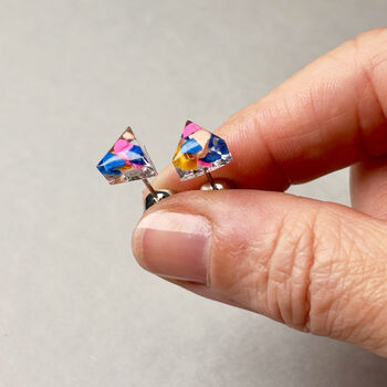 Confetti Terrazzo Resin Earrings – Handmade Colourful Studs Birthday Gift, 3 of 6