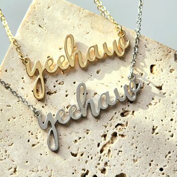 Yeehaw Script Necklace In Stainless Steel, 3 of 5