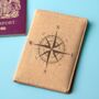 Personalised Natural Cork Passport Holder With Compass Design, thumbnail 2 of 7