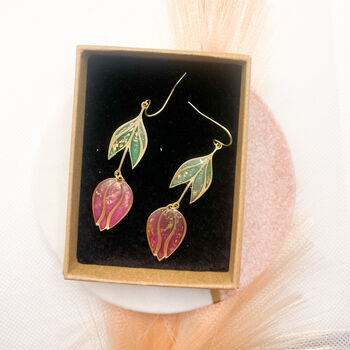 Pink Flower Statement Drop Earrings For Her, 9 of 12