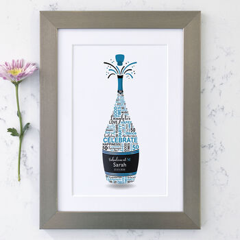 Personalised 50th Birthday Champagne Word Art, 8 of 10