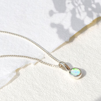 October Birthstone Opal Silver Charm Necklace, 3 of 12