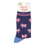 Party Pigs Funny Bamboo Ankle Socks Women's Navy, thumbnail 3 of 4