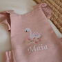 First Birthday Embroidered Swan Romper, thumbnail 3 of 6