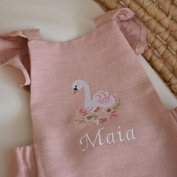 First Birthday Embroidered Swan Romper, 3 of 6