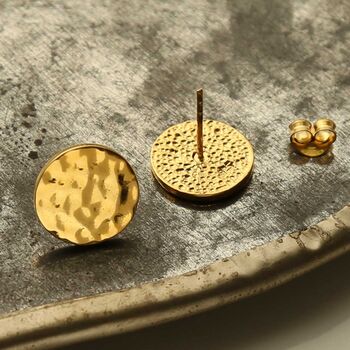 Sterling Silver Hammered Disc Studs, 4 of 11