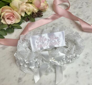 Personalised Lace Bridal Garter With Swarovski Crystal, 5 of 9