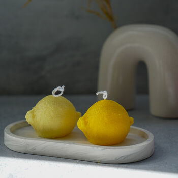 Lemon Shaped Soy Wax Candle Set Of Two, 3 of 4