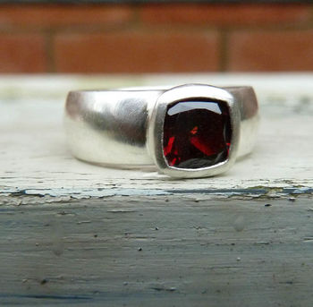 Wide Silver Garnet Ring By Karen Johnson | notonthehighstreet.com