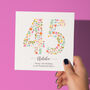 Floral Fun Personalised 45th Birthday Card, thumbnail 1 of 5