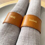 Tan Personalised Leather Napkin Rings, thumbnail 2 of 8