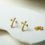 Sterling Silver Gothic Cross Stud Earrings, thumbnail 4 of 9