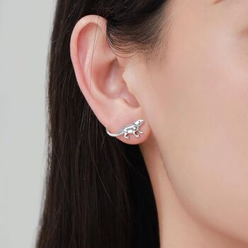 Sterling Silver Tiny Bearded Dragon Stud Earrings, 2 of 12