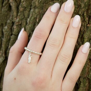 Sterling Silver Ball Bead Ring With Mini Bearded Dragon, 4 of 10