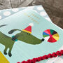 Gold Foiled Dog And Ball Birthday Card, thumbnail 3 of 4