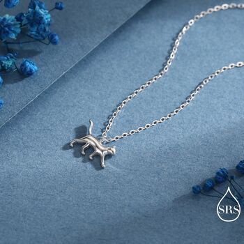 Cat Pendant Necklace In Sterling Silver, 3 of 9