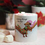 Sausage Dog Christmas Mug With Hot Choc And Mallows, thumbnail 1 of 3