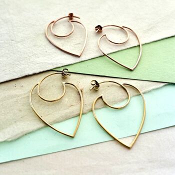 Heart Hoop Sterling Silver Wire Earrings, 3 of 4
