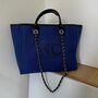 Personalised Navy And Black Large Chain Initial Tote Bag, thumbnail 1 of 3