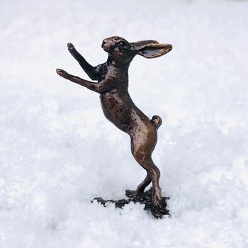 Miniature Bronze Running Hare 8th Anniversary Gift, 10 of 11