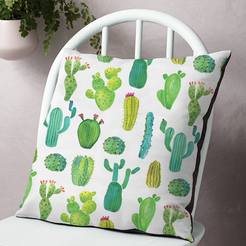 Organic Cotton Or Faux Suede Cactus Cushion By The Drifting Bear Co
