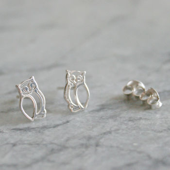 Little Owl Sterling Silver Earrings, 5 of 9