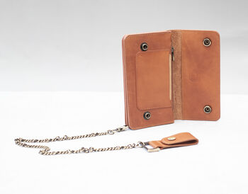Personalised English Hide Leather Wallet With Chain, 5 of 11