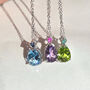 Blue Sapphire And Blue Topaz Pear Cut Pendant Necklace In Sterling Silver And Gold Vermeil, thumbnail 6 of 12