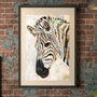 Textured Grunge Zebra Gold White Wall Art Print, thumbnail 4 of 8