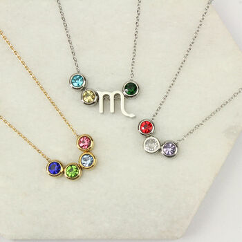 Family Birthstone And Zodiac Sign Necklace, 7 of 12