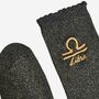 Women's Glitter Socks Black Gold Zodiac Libra, thumbnail 4 of 5