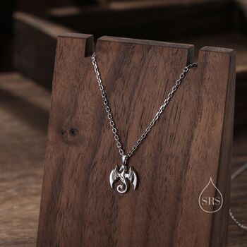 Tiny Dragon Pendant Necklace In Sterling Silver, 4 of 10
