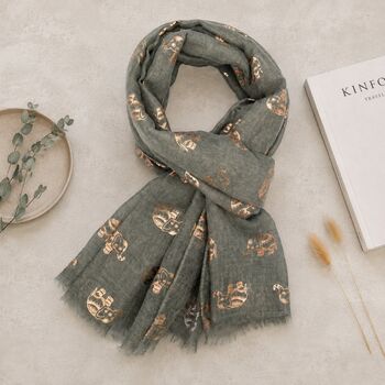 Retro Metallic Elephants Scarf, 2 of 7