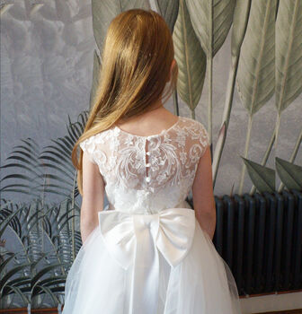 Ameria Flower Girl Dress In White | Communion Dress, 4 of 8