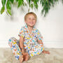 Boys Dinosaurs Cotton Summer Collared Pyjama Set, thumbnail 1 of 5