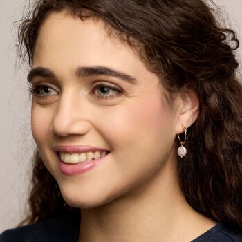 Pearl Gold Hoop Earrings, 4 of 7