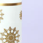 G Decor Snow White Pillar Candle With Gold Snowflakes, thumbnail 6 of 7