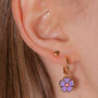 Wildflower Lilac Enamel Huggie Hoop Earring, thumbnail 1 of 3