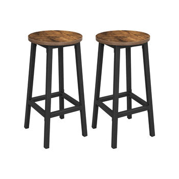 Set Of Two Tall Steel Frame Bar Kitchen Stools, 6 of 7
