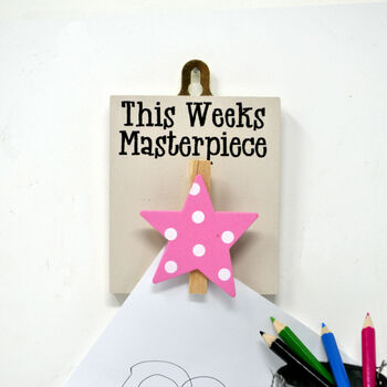 'This Week's' Masterpiece Wooden Peg Pink Star, 2 of 3