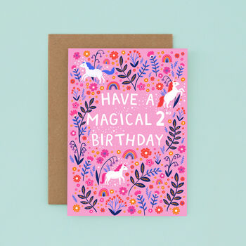Any Age Unicorn Birthday Card, Girls Birthday Card, 2 of 9