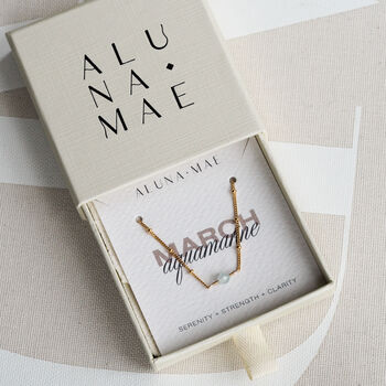 March Birthstone Aquamarine Gold Necklace, 2 of 4