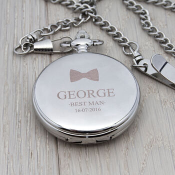 Personalised Silver Plated Groomsmen Icon Pocket Watch, 7 of 7