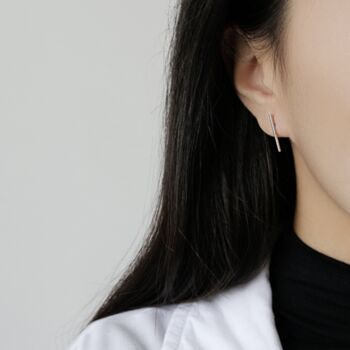 Sterling Silver Bar Stud Earrings, Two Sizes, 3 of 5