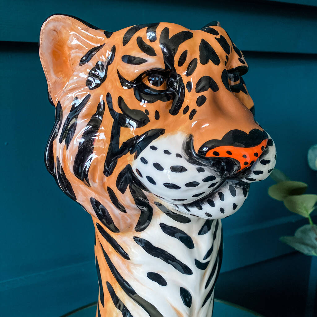 Tiger Head Ceramic Vase By Punk & Poodle