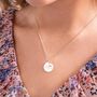 Esme Disc And Freshwater Pearl Name Necklace, thumbnail 6 of 12
