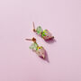 Murano Glass Strawberry And Leaf Stud Earrings, thumbnail 5 of 7