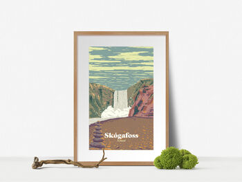 Skogafoss Iceland Travel Poster Art Print, 2 of 8